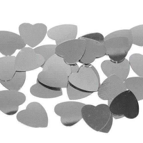 Lentejuelas corazones plateados