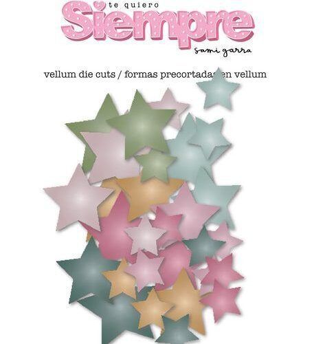 Die Cuts estrellas de vellum impreso a color Siempre de Sami Garra