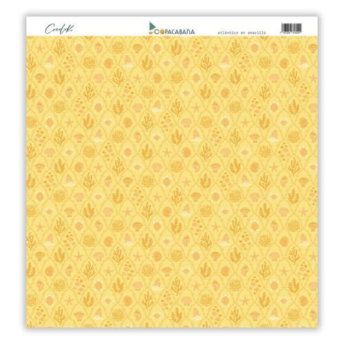 Papel 12" x 12" una cara Copacabana de Cocoloko "Atlántico amarillo"