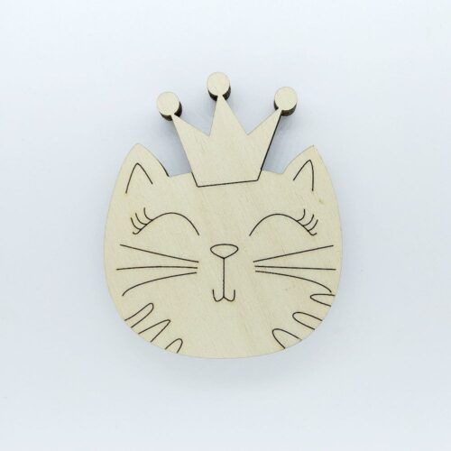 Silueta de madera - Gato con corona