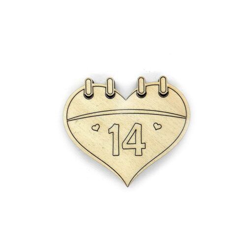 Silueta de madera - Calendario 14 de febrero