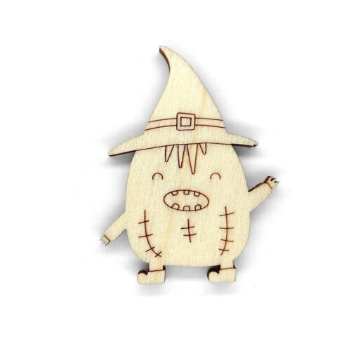 Silueta de madera - Brujita Halloween