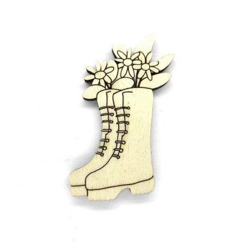 Silueta de madera - Botas con flores