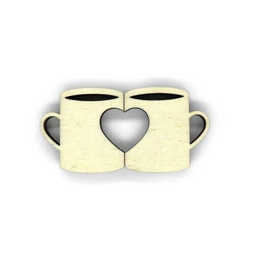 Silueta de madera - Tazas amorosas