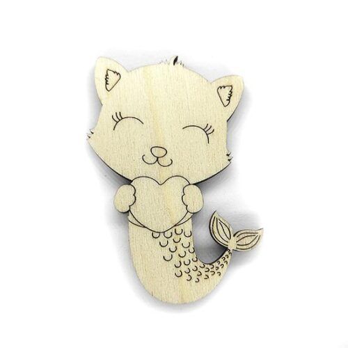 Silueta de madera - Gato sirena