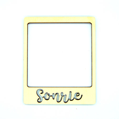 Marco de madera Polaroid - Sonrie