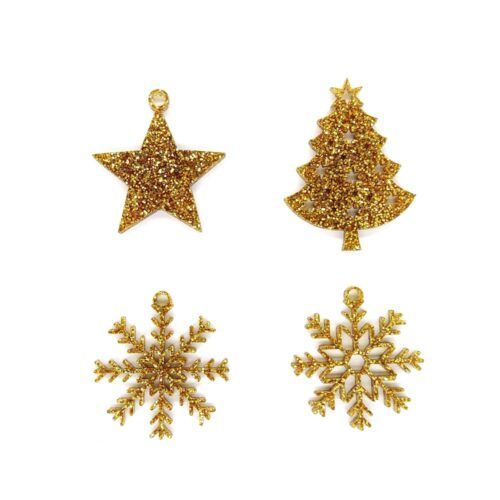 Charms de metacrilato Oro glitter Navidad