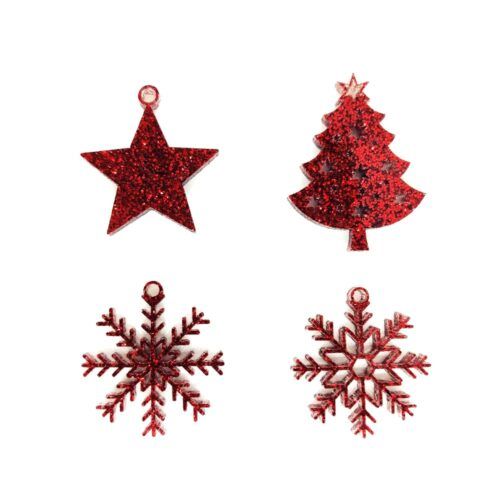 Charms de metacrilato Rojo glitter Navidad