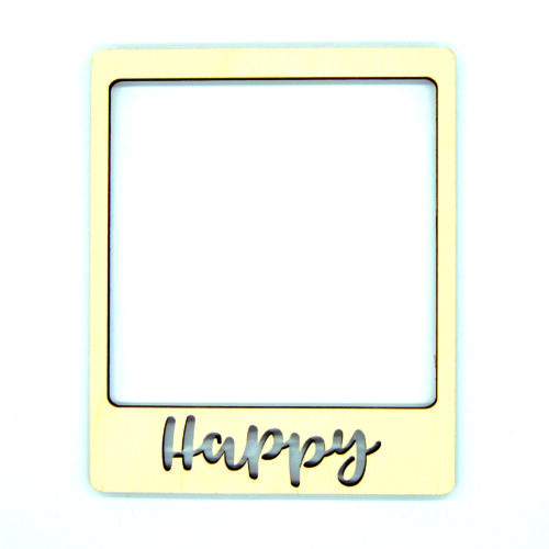 Marco de madera Polaroid - Happy  (Inglés)