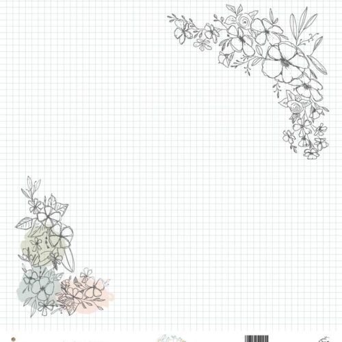 Papel 12x12 a una cara "las flores de Jana" INVENCIBLES