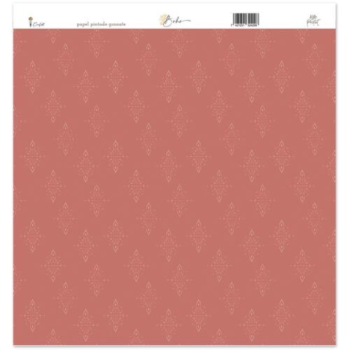 Papel 12"x12" una cara "Papel pintado Granate" Boho de Cocoloko ESSENTIALS
