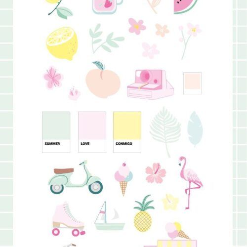 Pegatinas puffy Miami Peach by The Mint Feather