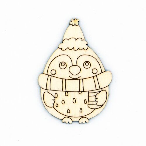 Silueta de madera - Pingüino Navidad