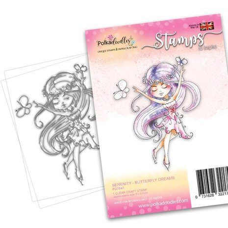Sello Serenity Butterfly Dreams de Polkadoodles