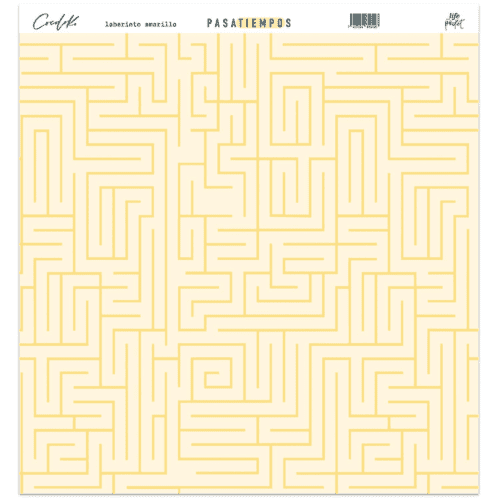 Papel 12x12 a una cara "Laberinto amarillo" PASATIEMPOS de Cocoloko