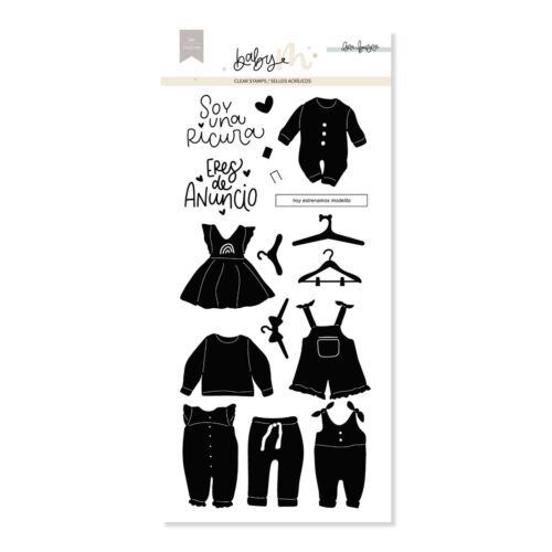 Set de sellos acrílicos Ropita de bebé BABY M de Lora Bailora