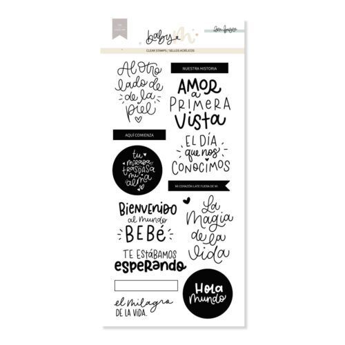 Set de sellos acrílicos Hola Mundo BABY M de Lora Bailora