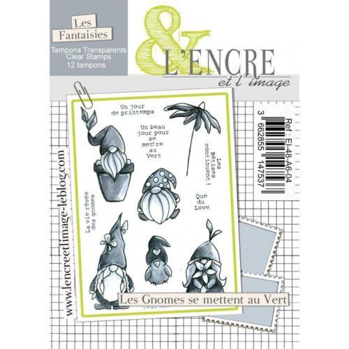 Pad de sellos acrílicos "Les Gnomes se mettent a vert" de L'Encre et l'Image