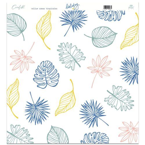 Vellum de 12x12 a una cara "ramas tropicales" de Holidays Cocoloko