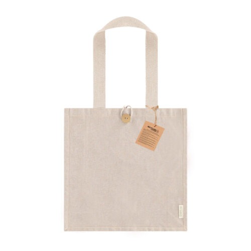 Bolsa de algodón con botón 38x38x12 BEIG