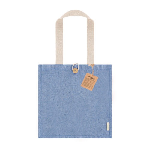 Bolsa de algodón con botón 38x38x12 AZUL